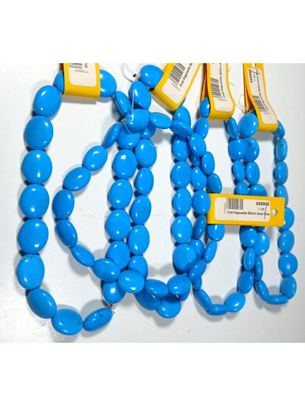 ONE Strand Oval Blue Magnesite Beads 13-14" long for Crafts Jewelry Art Making
